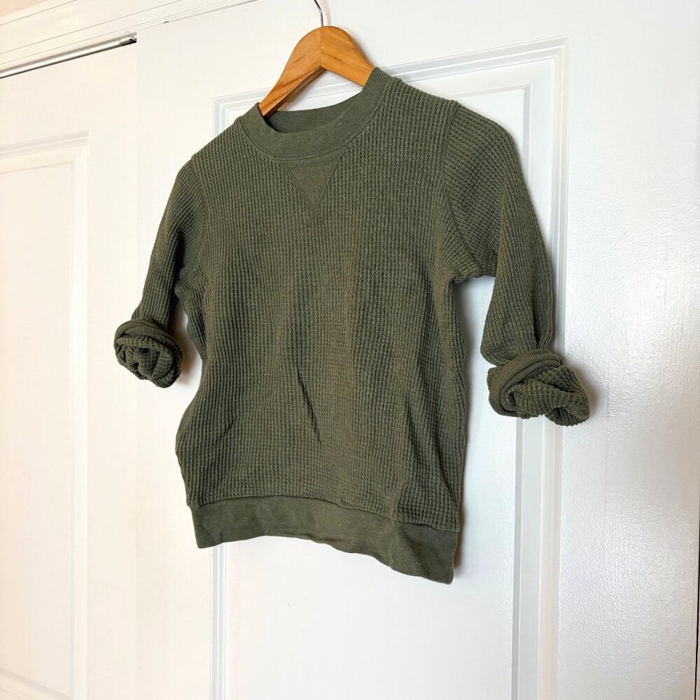J. Crew Waffle Knit Thermal Long Sleeved Shirt in Green